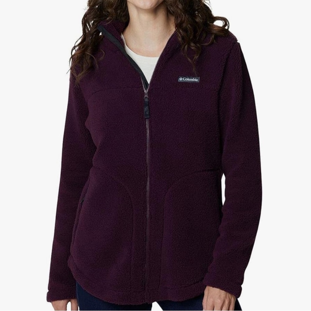 Columbia West Bend Full Zip Fleece Teddy Jacket in Plum Purple Women’s Medium